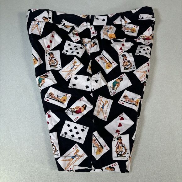 LOUDMOUTH Golf Shorts Girls Playing Cards Printed Black Size 38 gamble poker AOP - Picture 5 of 9